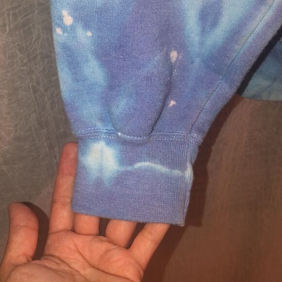 M Custom Tie Dye Blue White Cloud Pullover Sweatshirt Hoodie - Picture 4 of 13